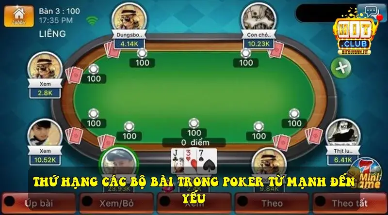Thứ hạng các bộ bài trong Poker từ mạnh đến yếu